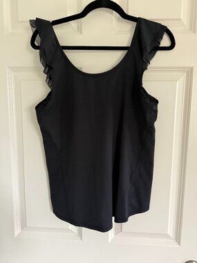 Calia By Carrie Underwood Black Ruffle Sleeve Tank Medium Athletic